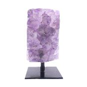 Amethyst Druze Polished Edge Crystal Specimen On Metal Display Stand.   SP17487POL