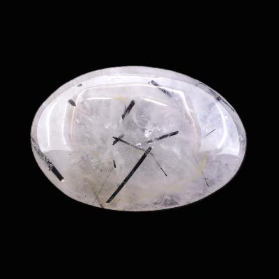 Tourmaline Crystals In Quartz Fully polished Oval Palm Stone.   SP17544POL