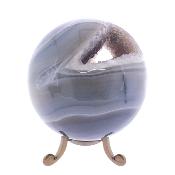Gemstone Geode Sphere In Natural Coloured Agate with Amethyst Druze Inside.   SP17769POL