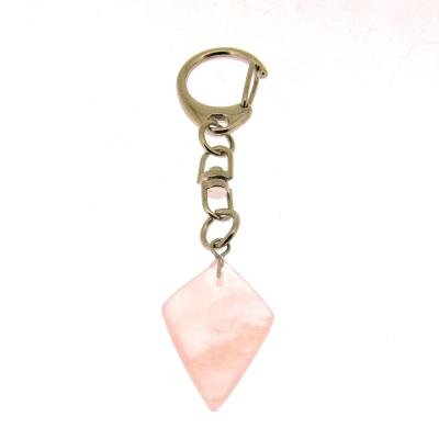 Diamond Shape Gemstone Keyring in Rose Quartz.   SPR15567POL