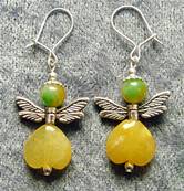 SILVER PLATED 'FAIRY WINGS' PENDANT EARRINGS FEATURING JADE. SPR7683ER