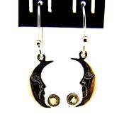 'Man in the Moon' Pendant Earrings in 925 Silver with Citrine Gemstones 22151C