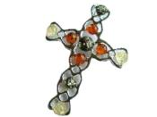 AMBER CROSS PENDANT SET WITH THREE COLOURS OF AMBER.   BM2H031002