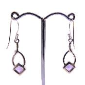 925 Silver Pendant Earrings Featuring Square Facetted Cabochon Stones In Amethyst.   SP17900EA