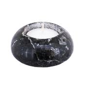 Single Hole Round and  Domed Tea Light Holder In Black Zebra Jasper.   SPR17244POL